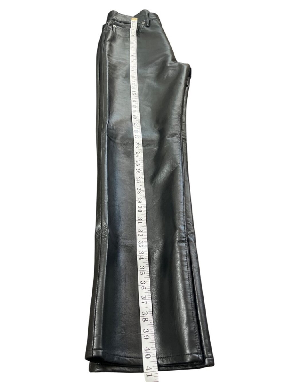 Agolde Women Size 29 90s Pinch Waist Leather Pants Black High-Waist Straight-Leg - Picture 8 of 10